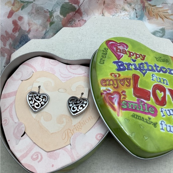 Brighton Silver Scroll Heart Lever back earrings - Picture 2 of 2